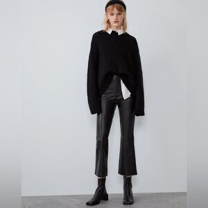 Zara Faux Leather high waisted cropped pants size small